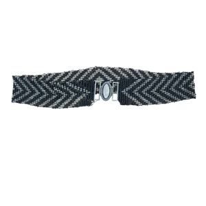 Vintage Black and Clear Beaded Stretchy Belt